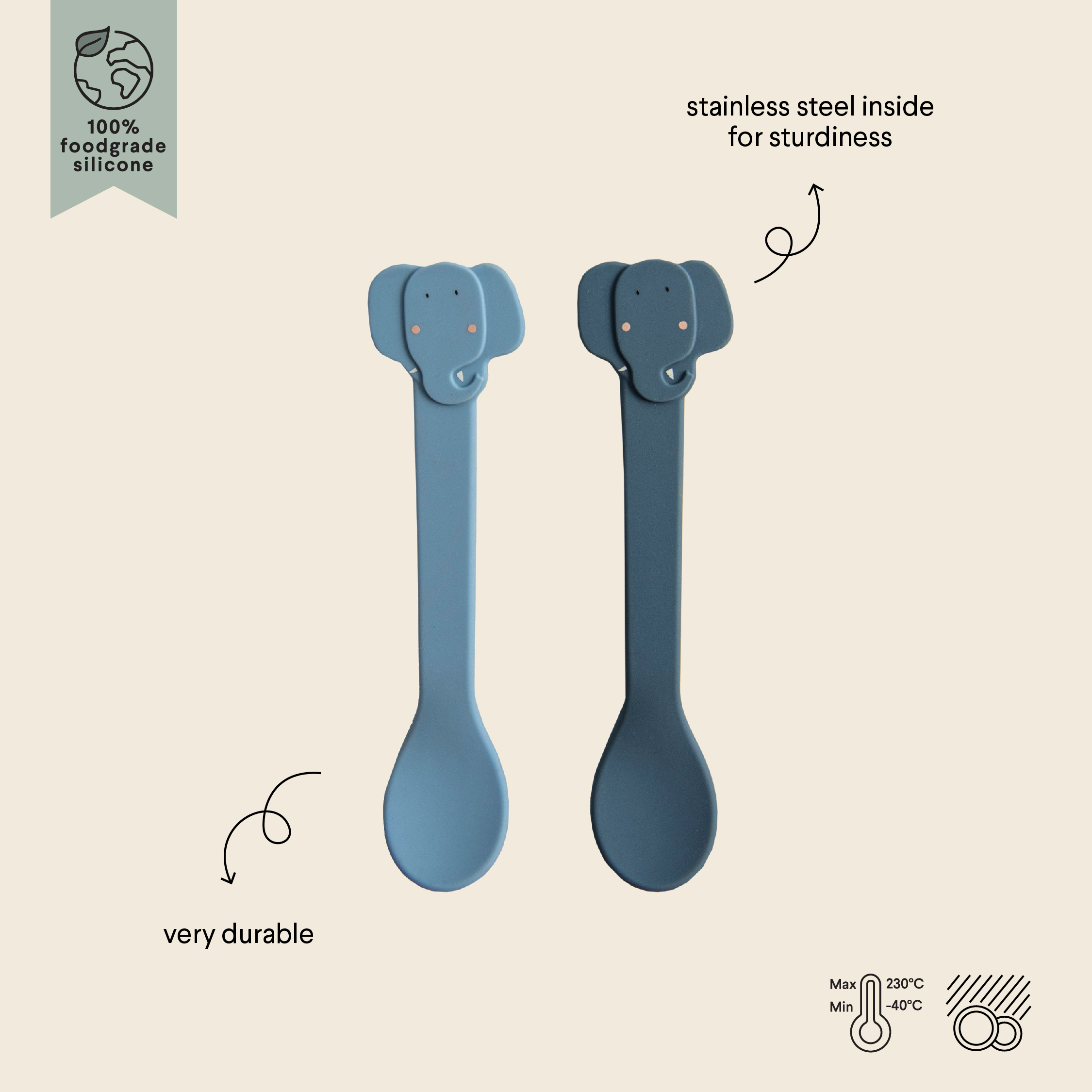 Silikon Löffel 2-pack - Mrs. Elephant